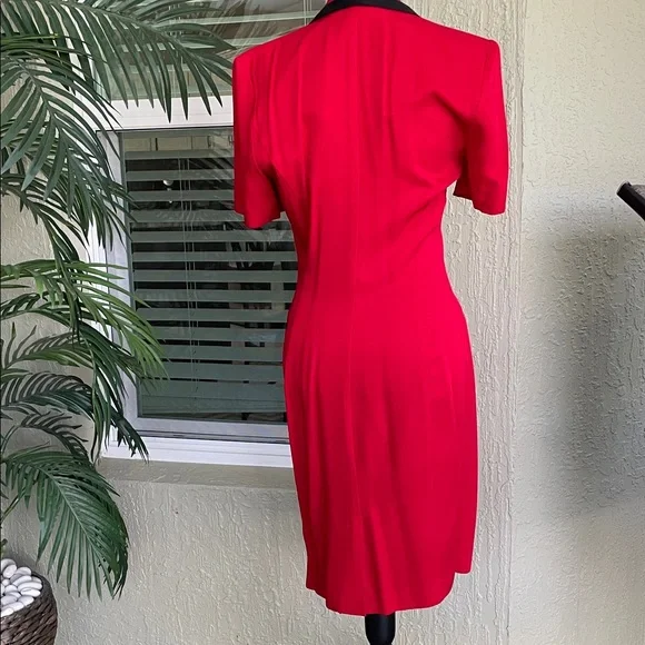 Danny & Nicole Red Double-Breasted Midi Dress - Picture 2 of 4